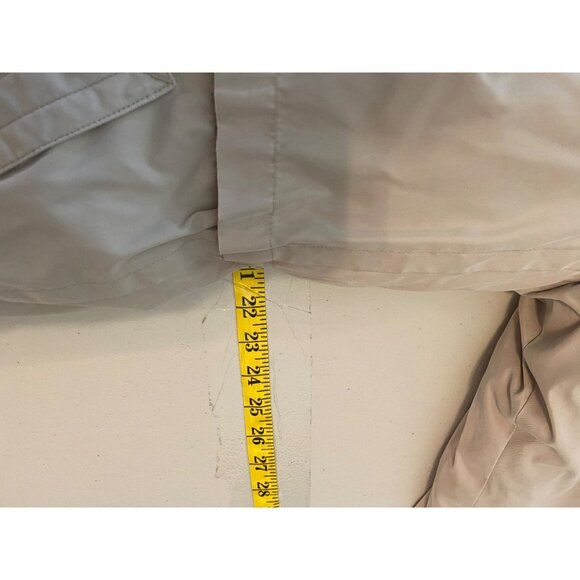 Eddie Bauer Beige Long Coat Goose Down Plaid Lining Button Zipper Closure Medium - Picture 12 of 15